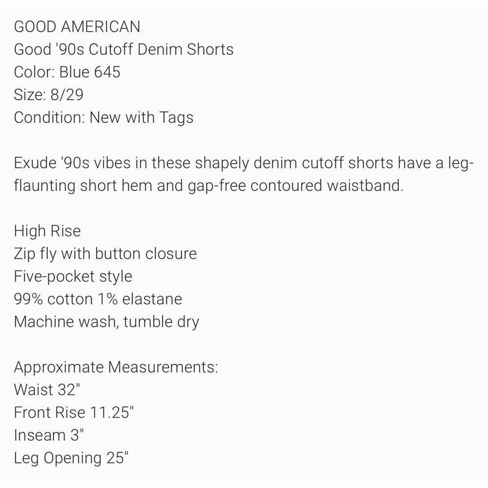 Good American 90’s Denim Shorts Size 8/29 NWT MSRP $129 - Picture 5 of 5